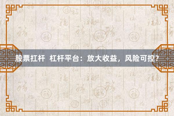 股票扛杆  杠杆平台：放大收益，风险可控？