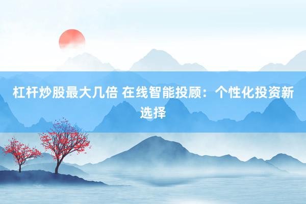 杠杆炒股最大几倍 在线智能投顾：个性化投资新选择