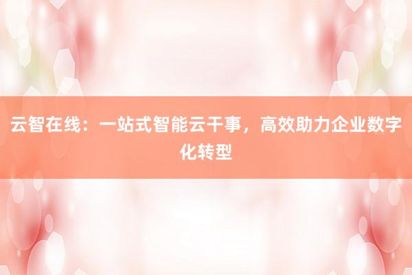 云智在线：一站式智能云干事，高效助力企业数字化转型