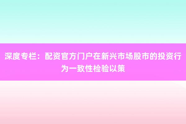 深度专栏：配资官方门户在新兴市场股市的投资行为一致性检验以策