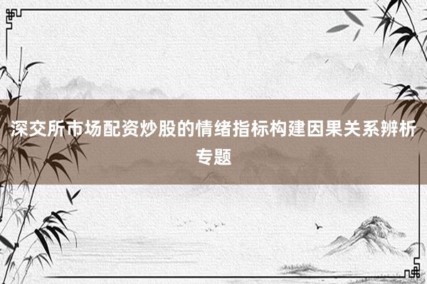 深交所市场配资炒股的情绪指标构建因果关系辨析专题