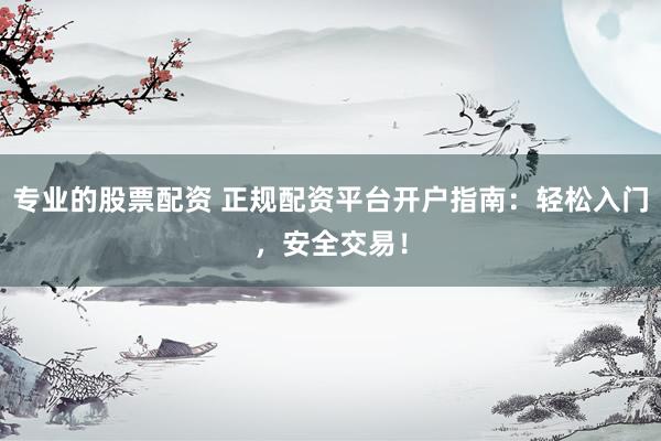 专业的股票配资 正规配资平台开户指南：轻松入门，安全交易！