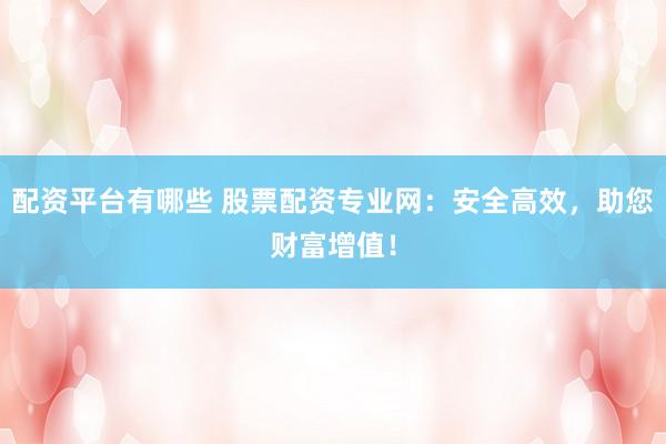配资平台有哪些 股票配资专业网：安全高效，助您财富增值！