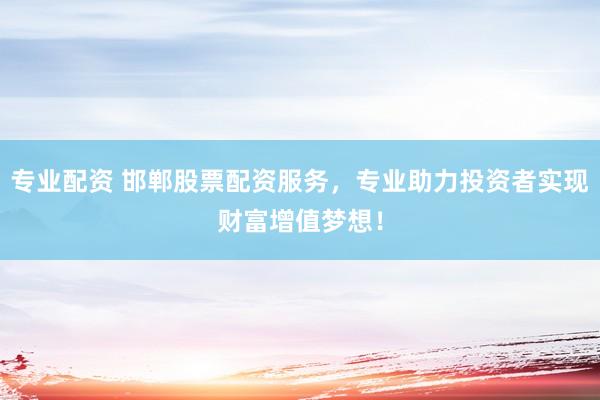 专业配资 邯郸股票配资服务，专业助力投资者实现财富增值梦想！