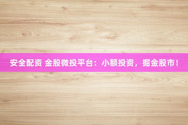 安全配资 金股微投平台：小额投资，掘金股市！