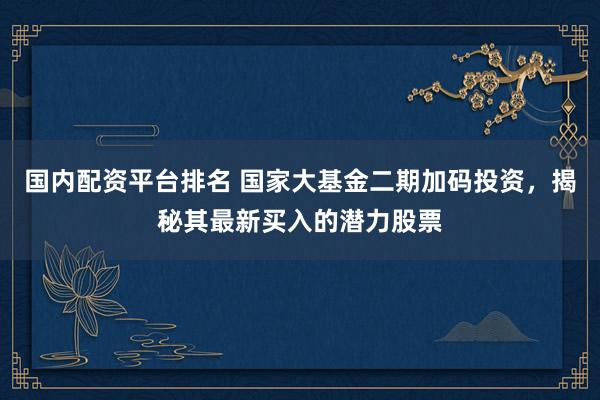 国内配资平台排名 国家大基金二期加码投资,揭秘其最新买入的潜力股票