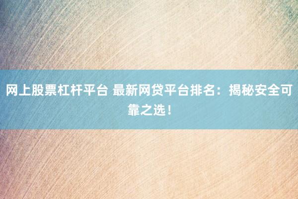 网上股票杠杆平台 最新网贷平台排名:揭秘安全可靠之选!