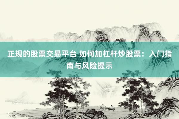 正规的股票交易平台 如何加杠杆炒股票：入门指南与风险提示