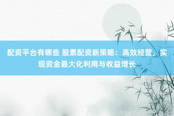 配资平台有哪些 股票配资新策略：高效经营，实现资金最大化利用与收益增长